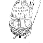 Mustvalgel joonistusel on orav, kes hoiab käes suurt tõru. Tõrule on kirjutatud "Theatre + performing arts" ja pildi alla "Right of the child to access theatre".