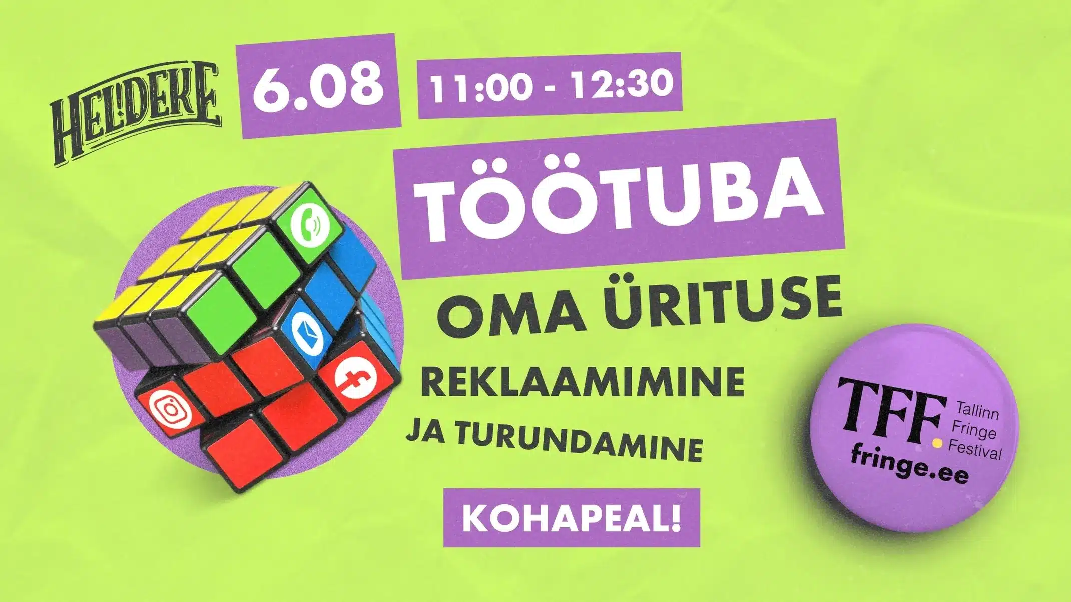 Reklaami vasakus küljes on Rubiku kuubik ning paremal kirjas 